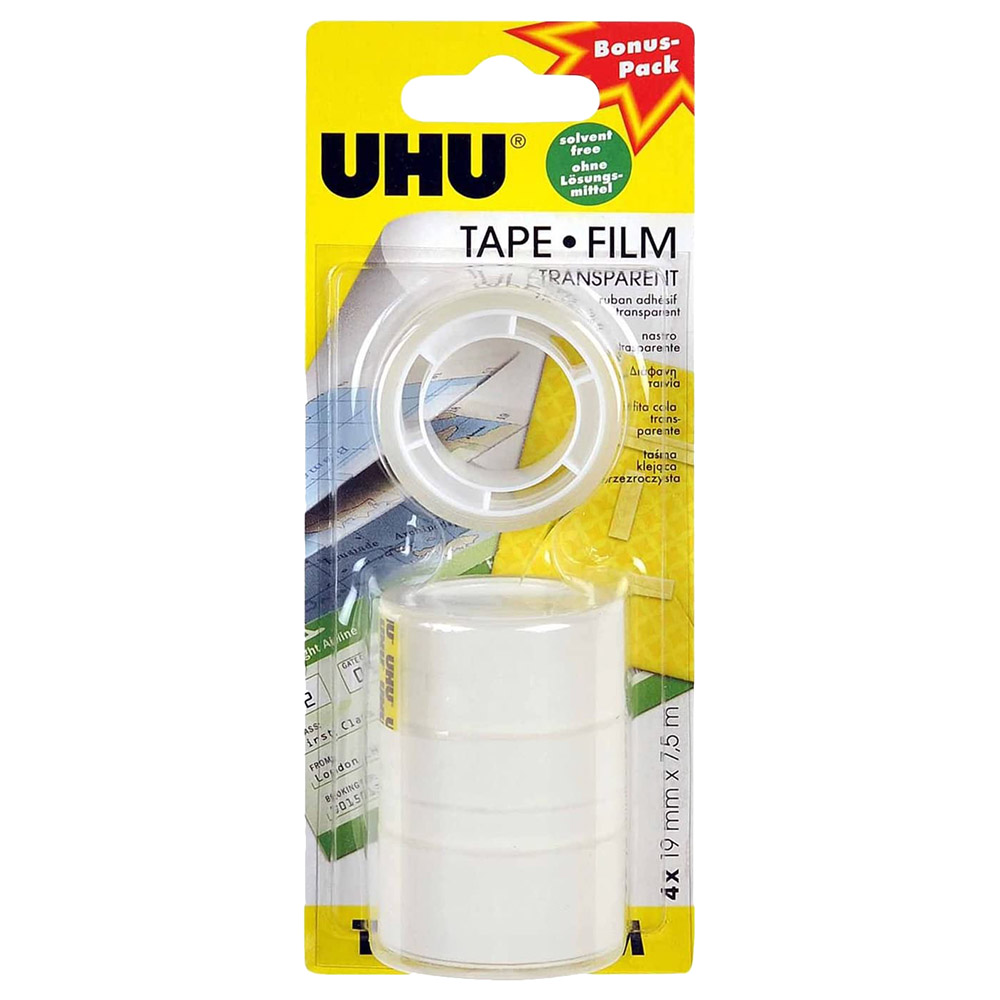 Uhu - Tape Transparent with Refill Rolls - 4Pcs