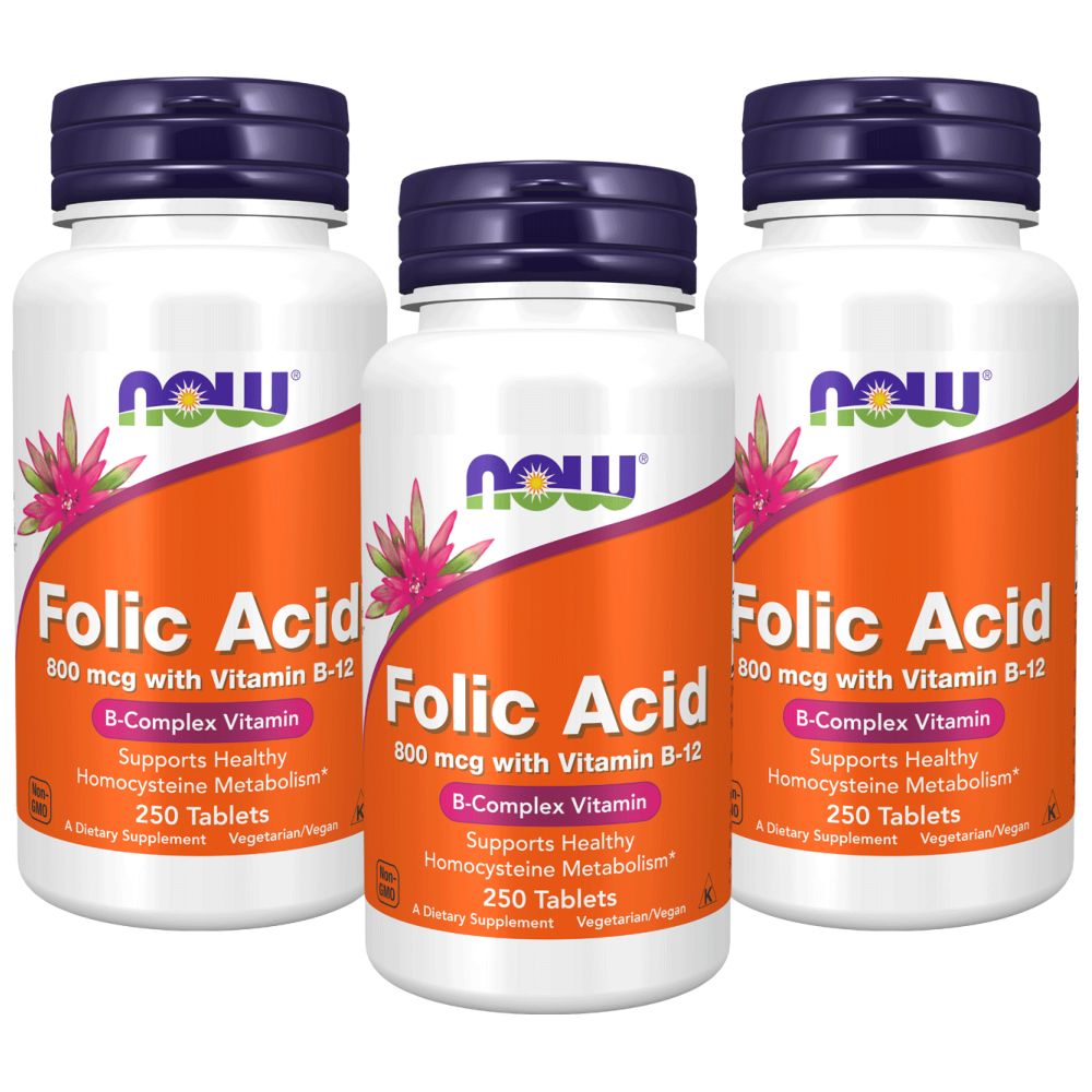 Now Foods Folic Acid 800 Mcg 250 Tablets Pack of 3