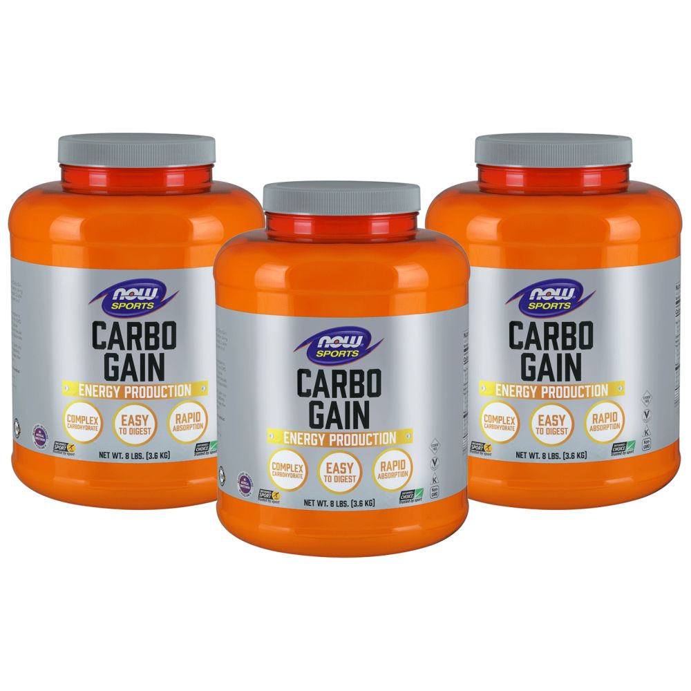 Now Sports, Carbo Gain Powder 8 Lbs Pack of 3