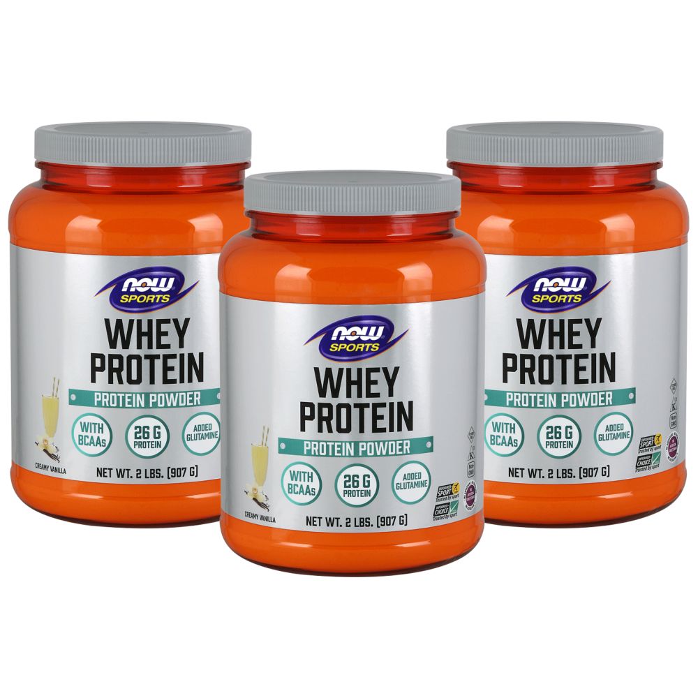 ناو سبورتس، مسحوق بروتين مصل اللبن بنكهة الفانيليا، عبوة من 3 قطع، وزن 2 رطل