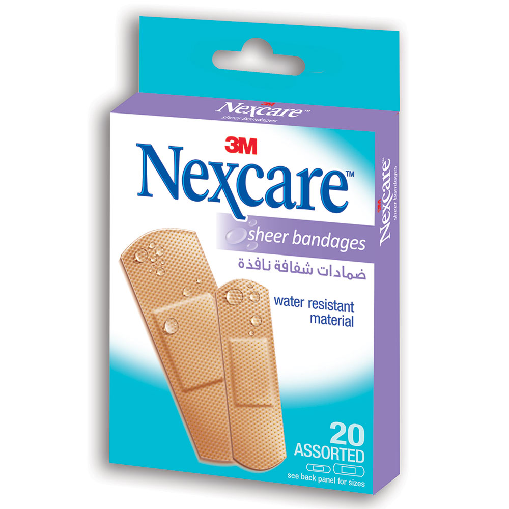 Nexcare - Sheer Water Resistant Bandages Assort. 20pcs/box