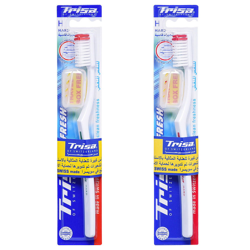 Trisa - Fresh Toothbrush With Travel Cap - Hard - Assorted