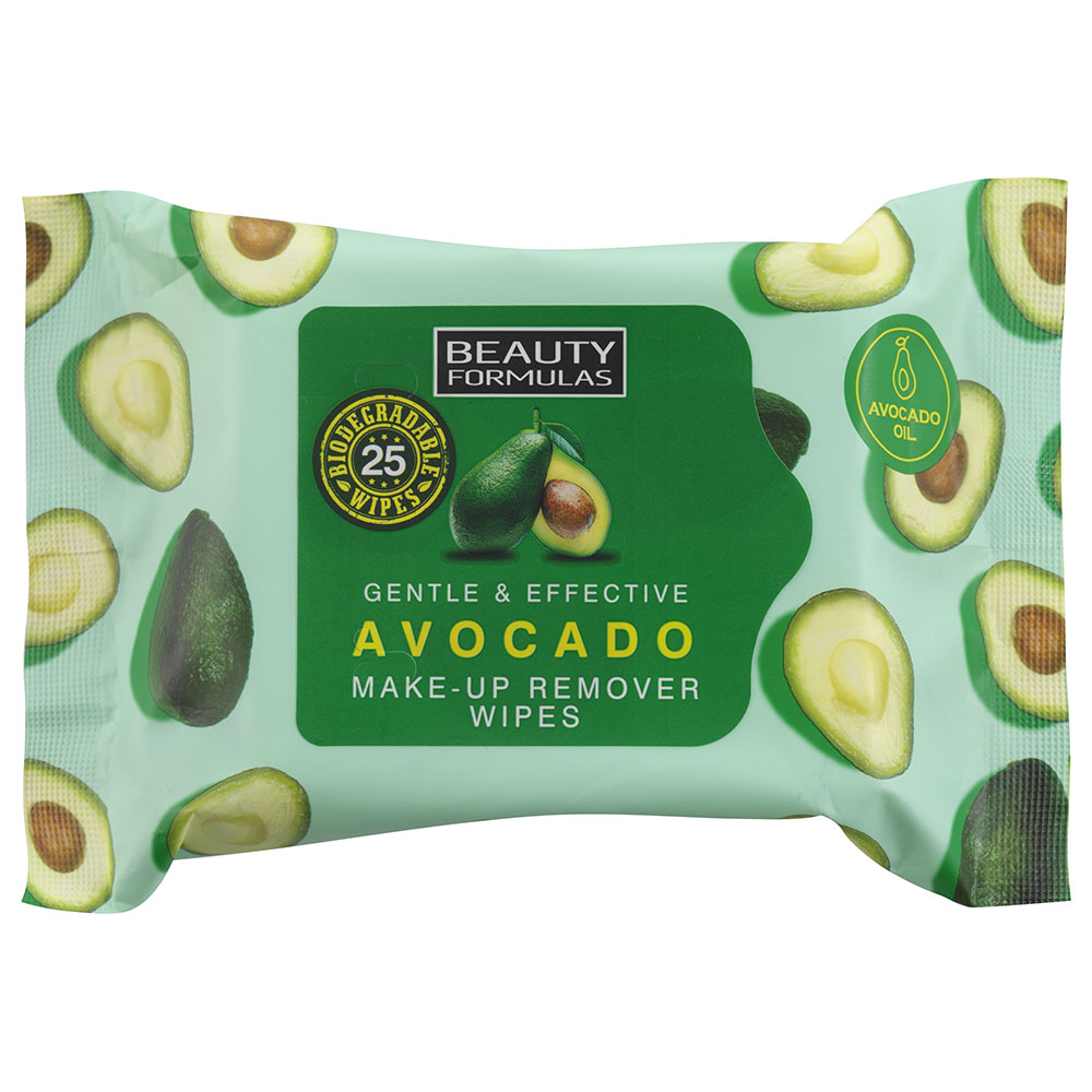 بيوتي فورميولاز - مناديل إزالة المكياج بالأفوكادو - 25 قطعة