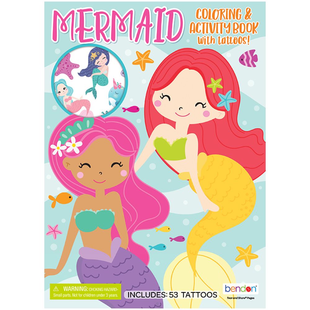 Mermaid Coloring And Activity Book With Tattoos
