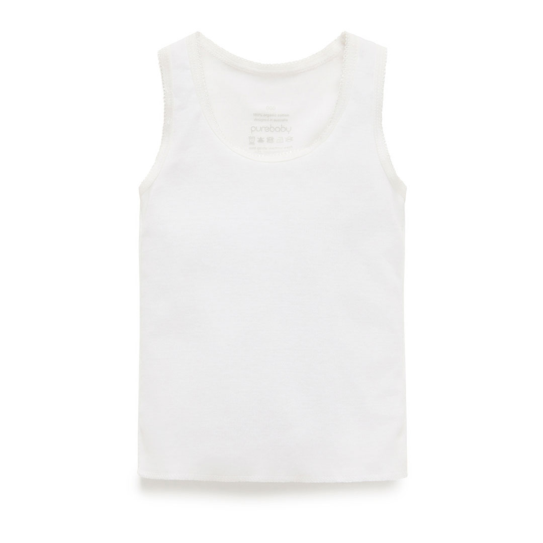 Purebaby - 2pk Rib Singlet - White