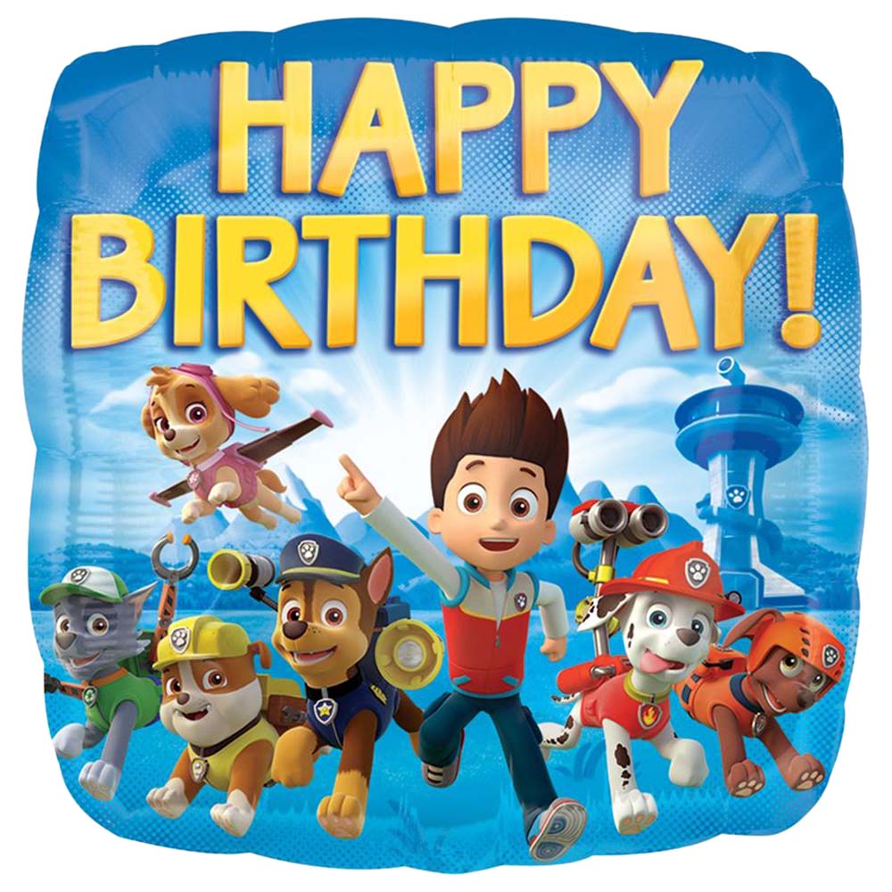 Party Centre - Paw Patrol Happy Birthday Square Balloon