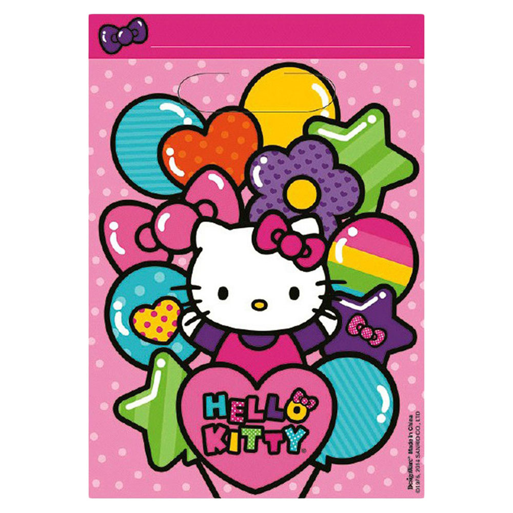 Party Centre - Hello Kitty Folded Plastic Loot Bags (8pcs)
