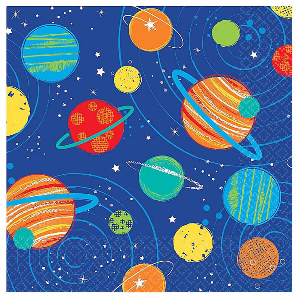 Party Centre - Blast Off Birthday Beverage Napkins