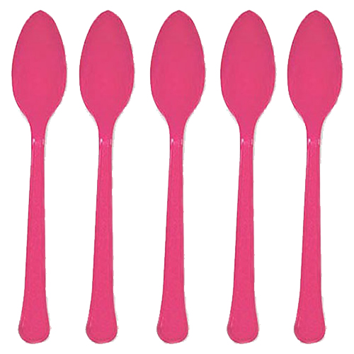 Amscan - Heavy Weight Plastic Spoons 20pcs - Bright Pink