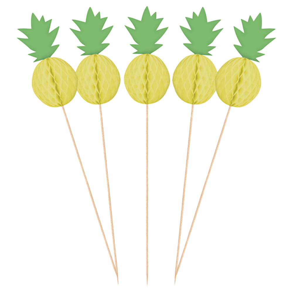 Party Centre - Pineapples Vibes Decoration Picks - 10Pc