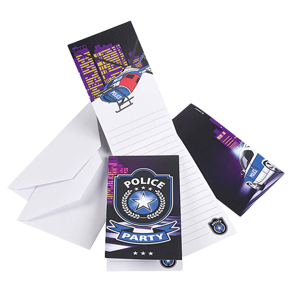 Party Centre - Police Invitation Cards & Envelopes (8pcs)