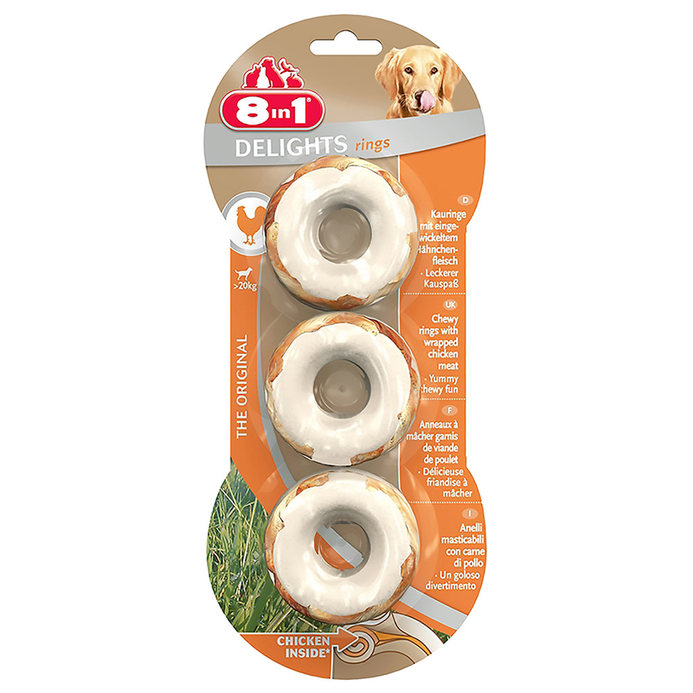 8إن1 - حلقات الدجاج للكلاب - 3 قطع