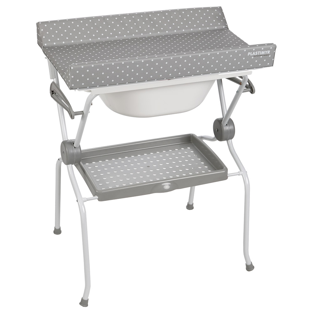 Plastimyr Standing Bath & Changing Table - Grey Dots (Exclusive)