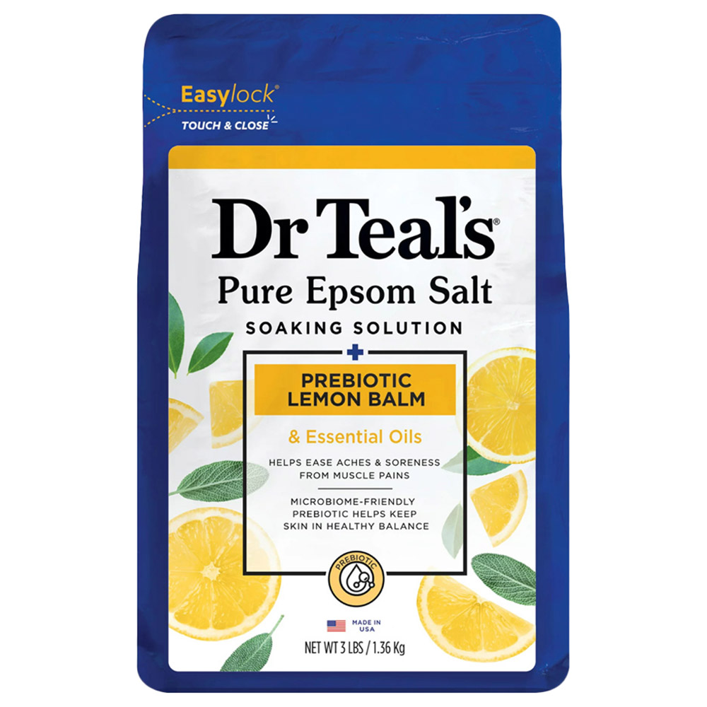 Dr Teal's Epsom Salt Soaking Solution - Prebiotic Lemon Balm - 1.36 kg