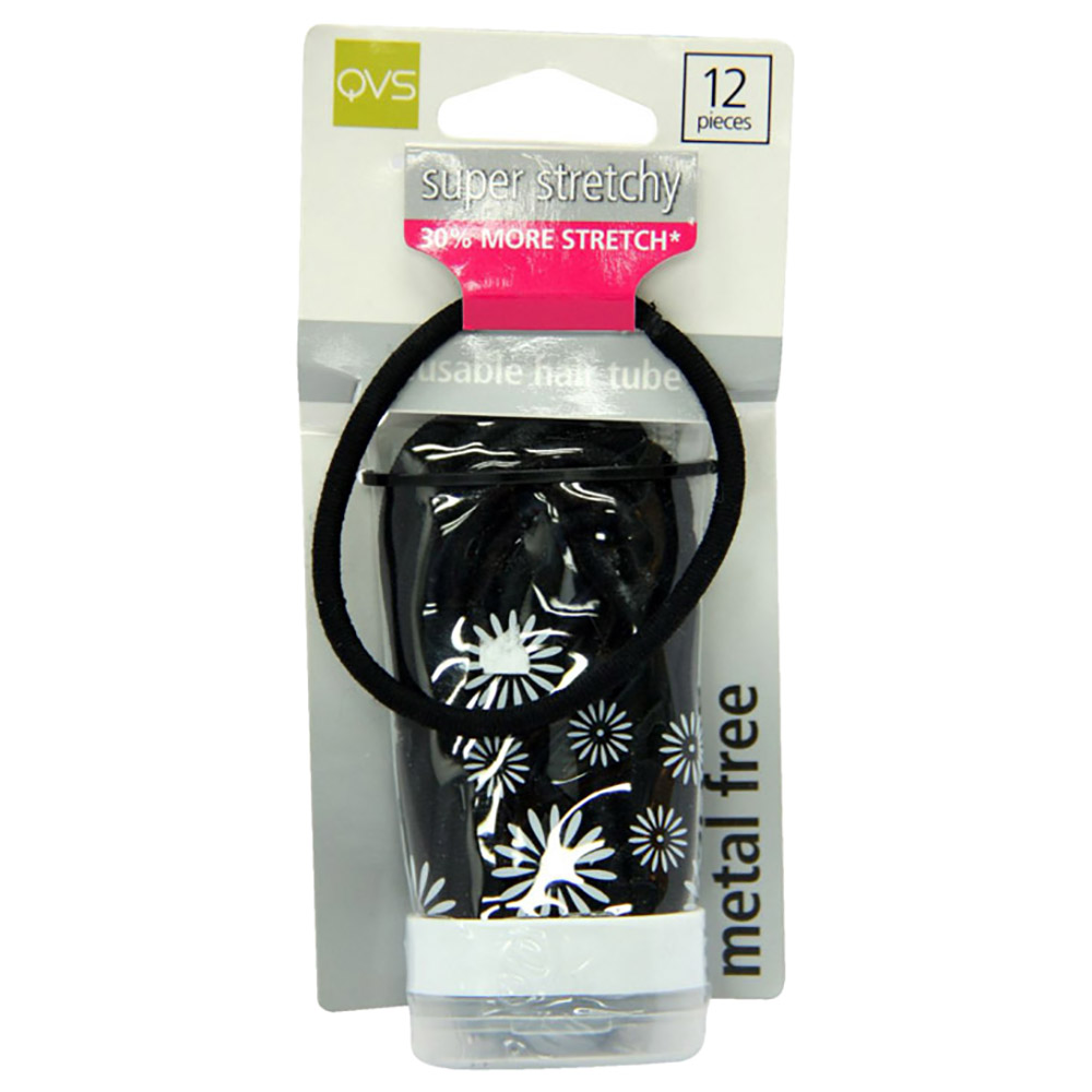 كيو في أس - ربطات شعر سميكة - 12 - أسود