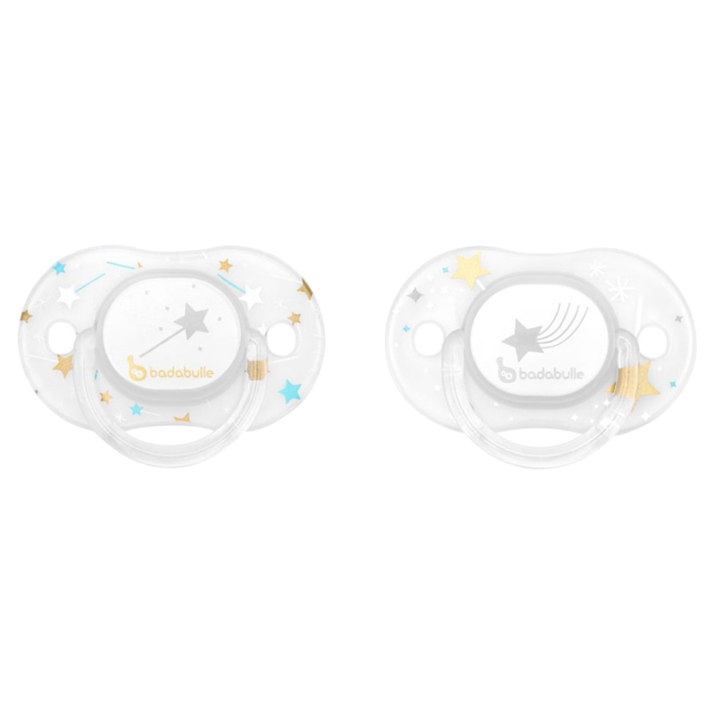 Badabulle - Glitter Luminous Pacifiers, 6-12M, 2pcs