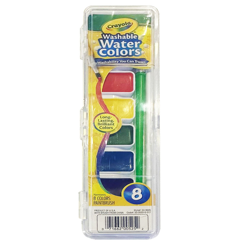 Crayola - 8 Washable Watercolor Pans with Plastic Brush