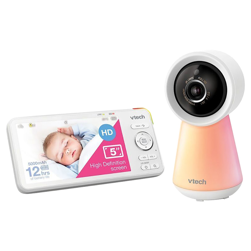 VTech - 5-inch Smart Wi-Fi Baby Monitor 1080p HD Camera - White