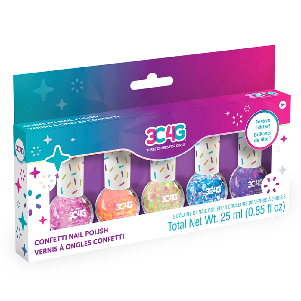 ثري سي فور جي - طلاء أظافر كونفيتي لامع احتفالي