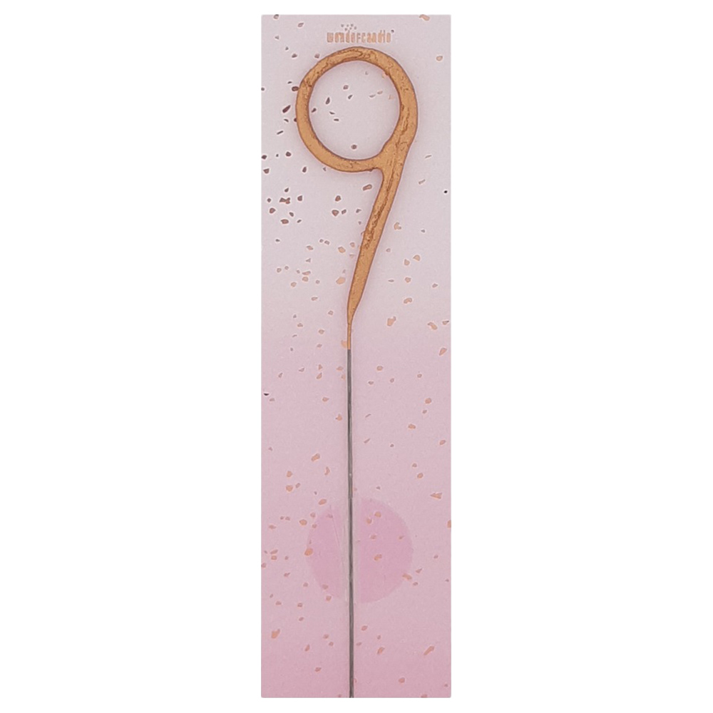 وندر كاندل - شمع شرار للحفلات - رقم 9 - ذهبي وردي