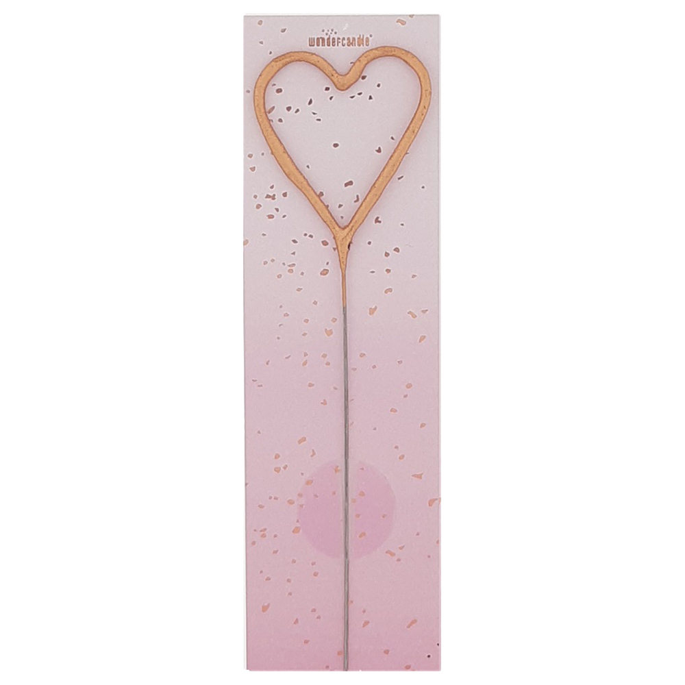 وندر كاندل - شمع شرارة للحفلات - قلب - ذهبي وردي
