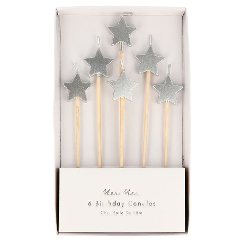 Meri Meri - Star Candles - Silver - 6pcs