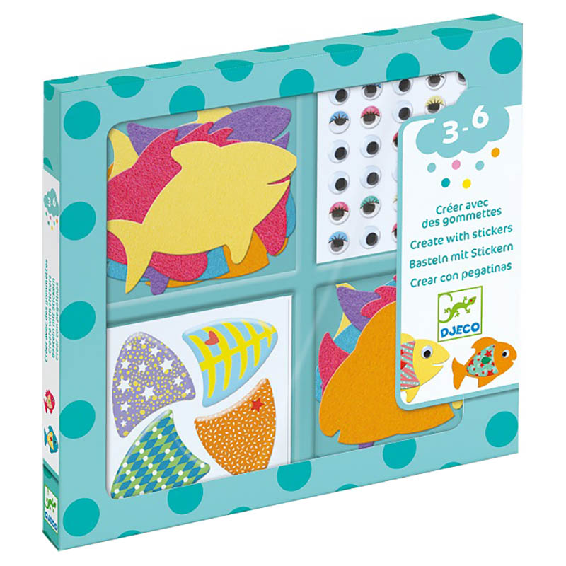 Djeco - I Love Fish Create With Stickers