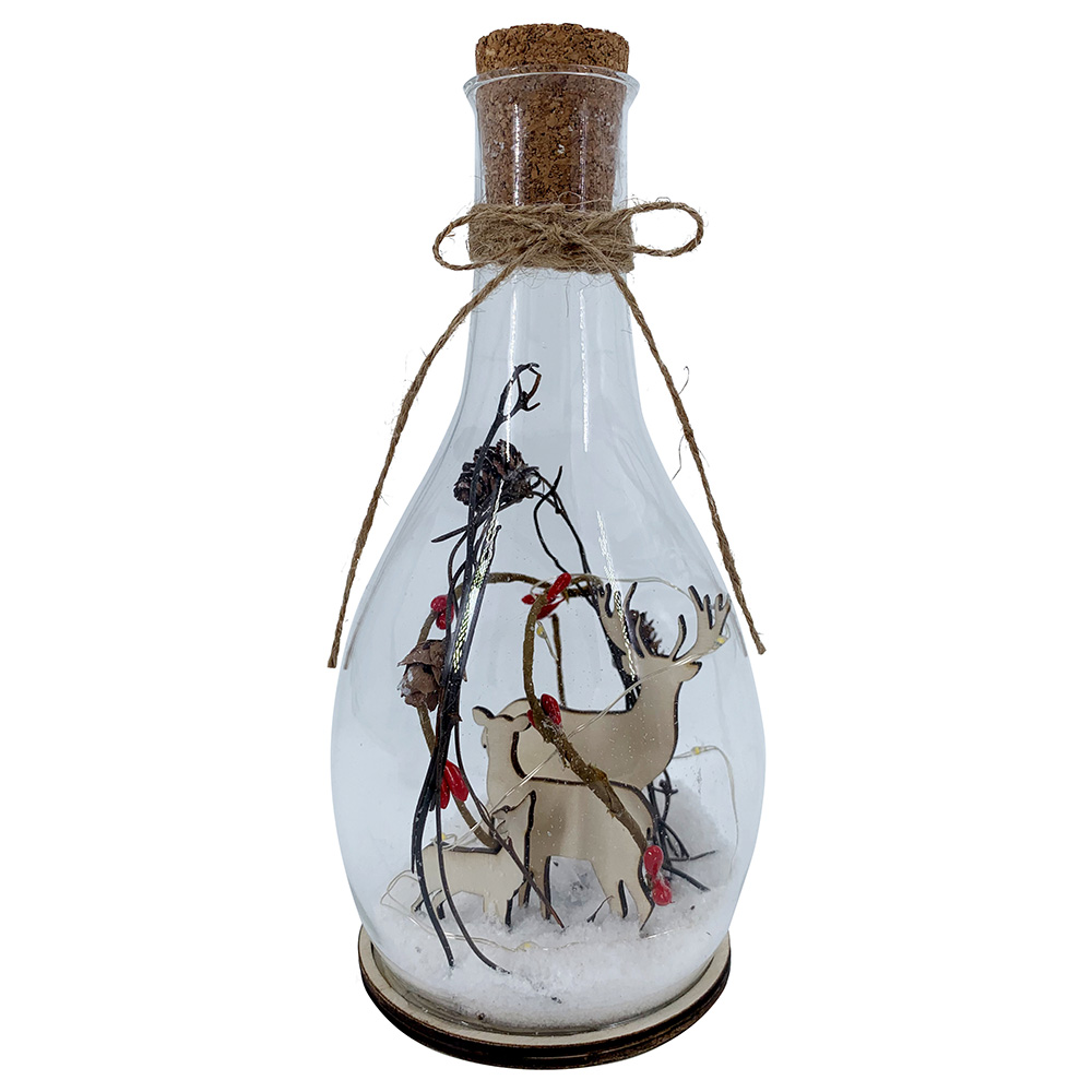 Christmas Magic - Glass Bottle Decoration with LED - 10 x 21cm