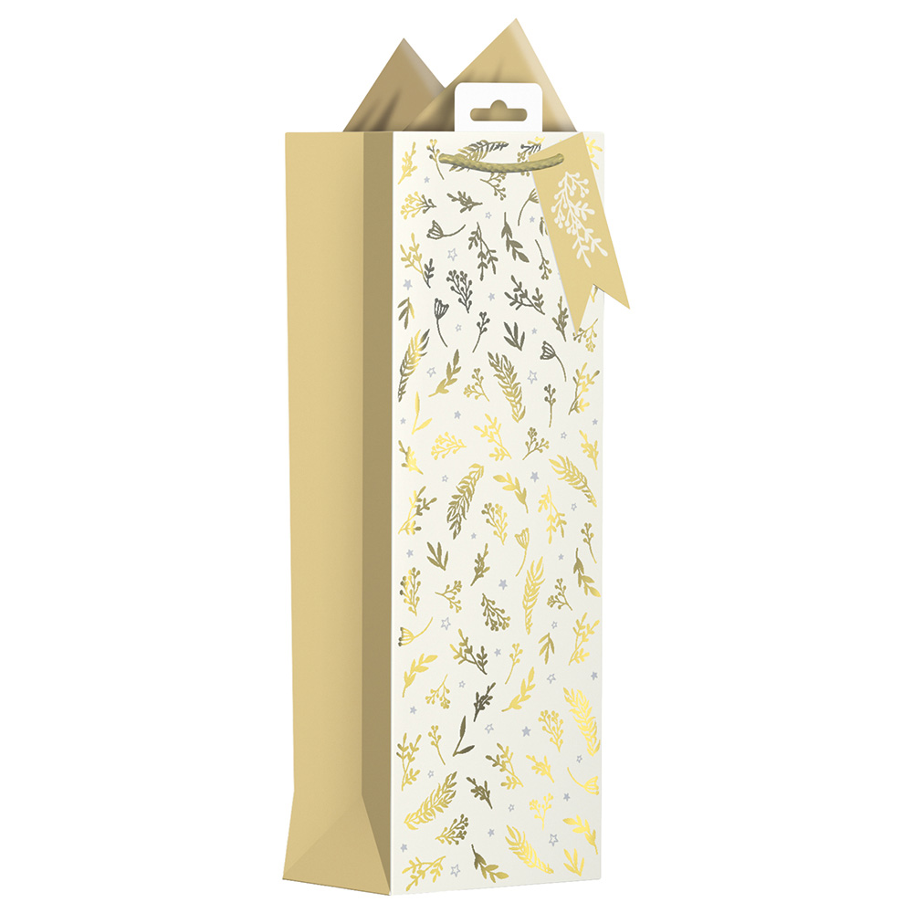 Giftmaker - Gold & Cream Wreath Bottle Bag