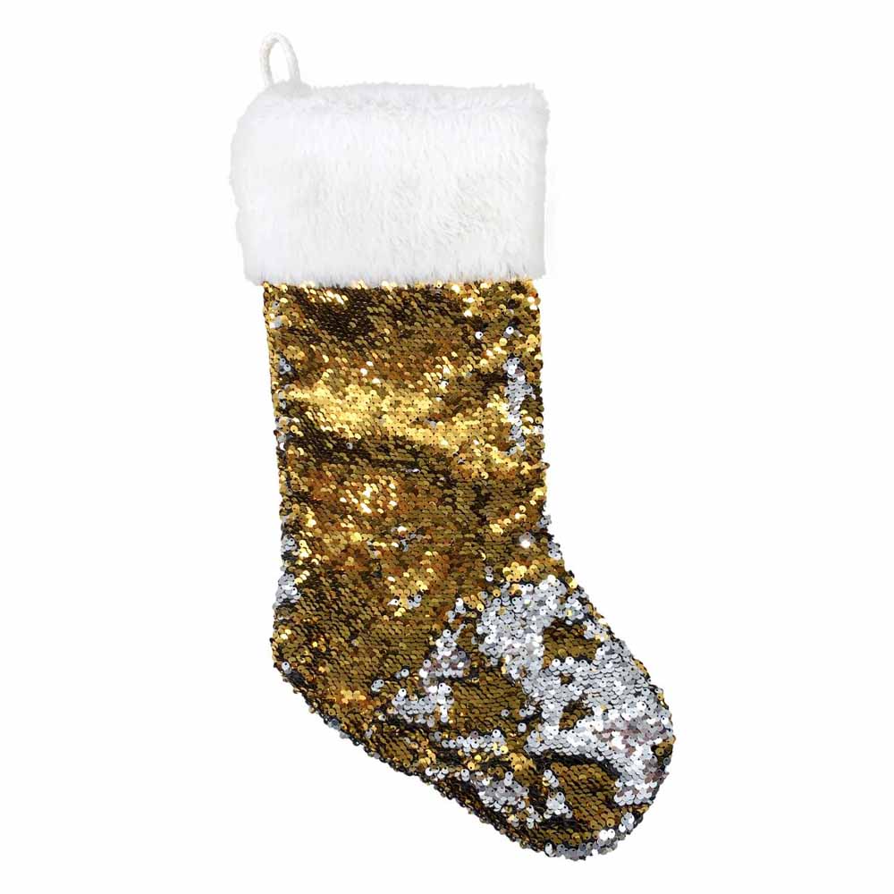 Christmas Magic - Reversible Sequins Stocking 48 cm - Gold