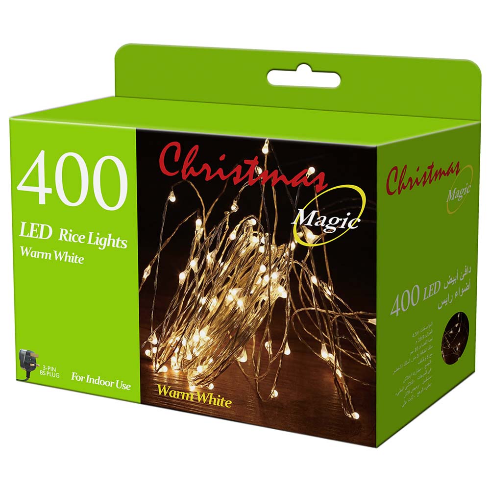 حبل مضيء 400 LED لون أبيض من ماركة بارتي زون