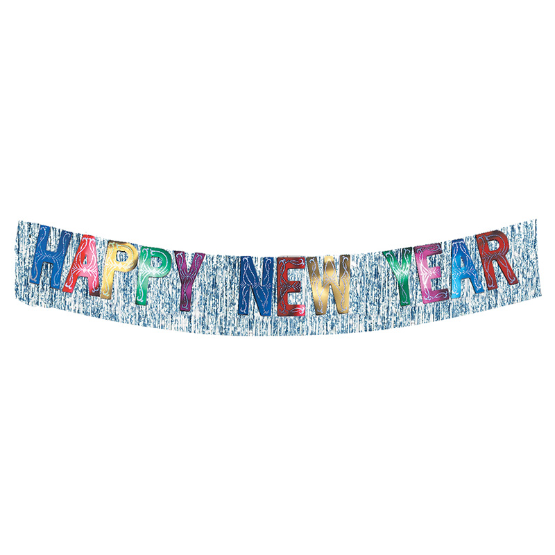 Party Time Metallic Banner with Happy New Year Silver with Foil