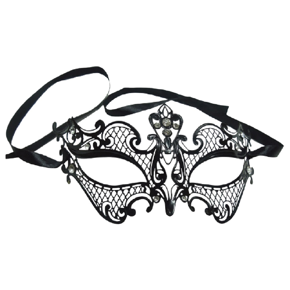 Party Magic - Eye Mask with Diamond & Ribbon - Black