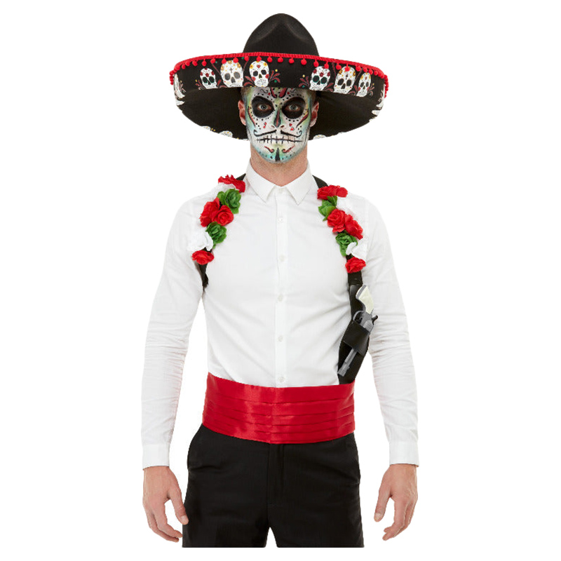 Smiffys - Day Of The Dead Kit Red with Holster & Cummerbund