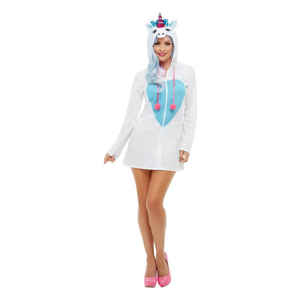 Smiffys - Unicorn Costume withHooded Dress - White