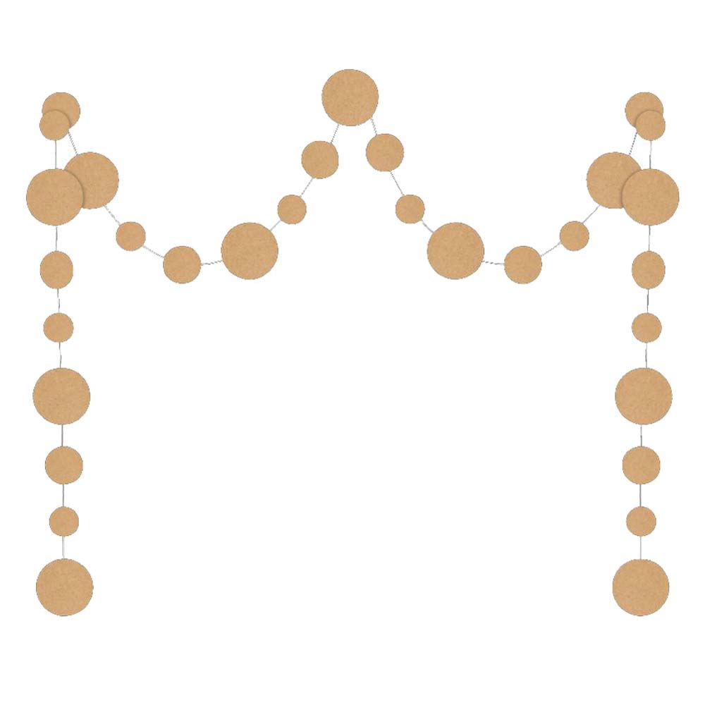 Party Zone - Kraft Program Paper Circle Garland 9" - Brown