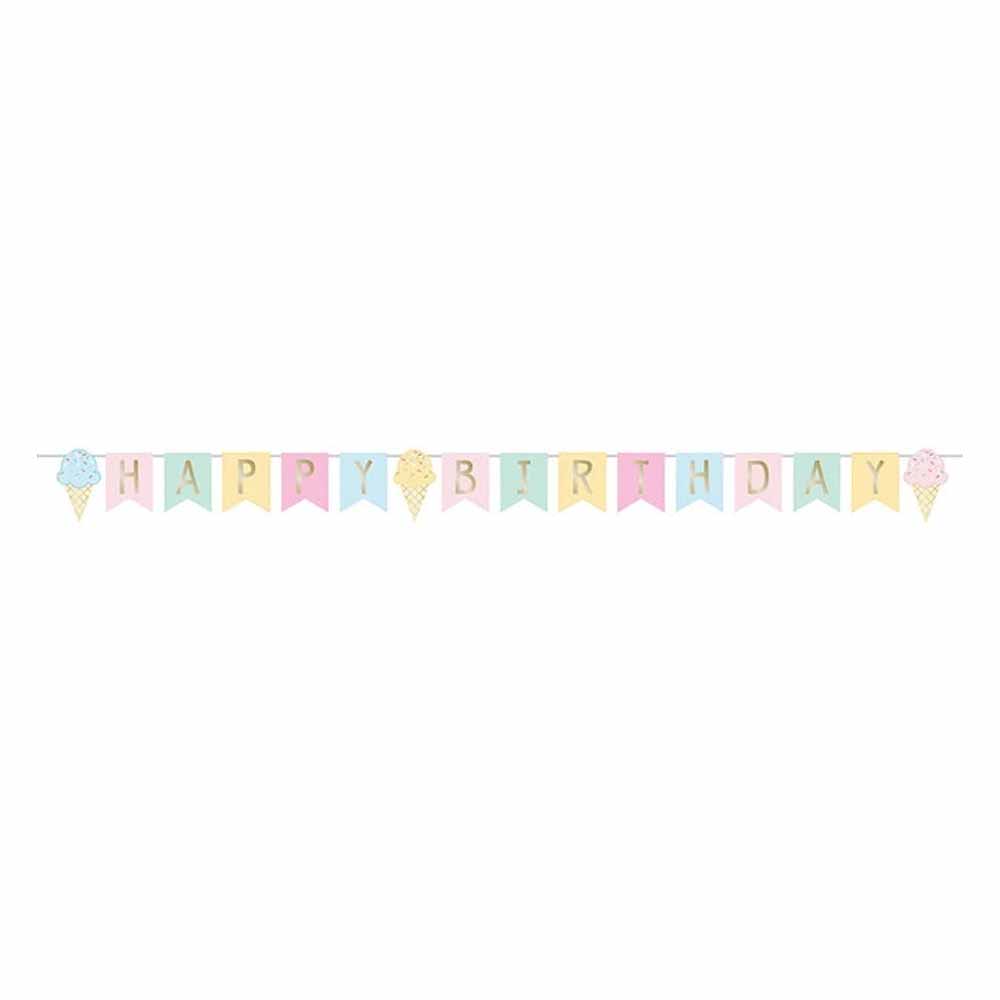Creative Converting - Ice Cream Shaped Ribbon Banner 6 x 8.3 Inch