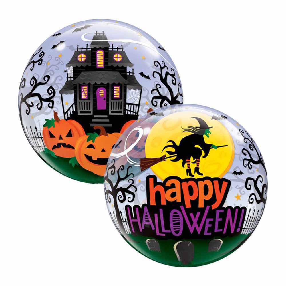 Qualatex - Happy Halloween Witch Haunting Bubble Balloon 22 Inch