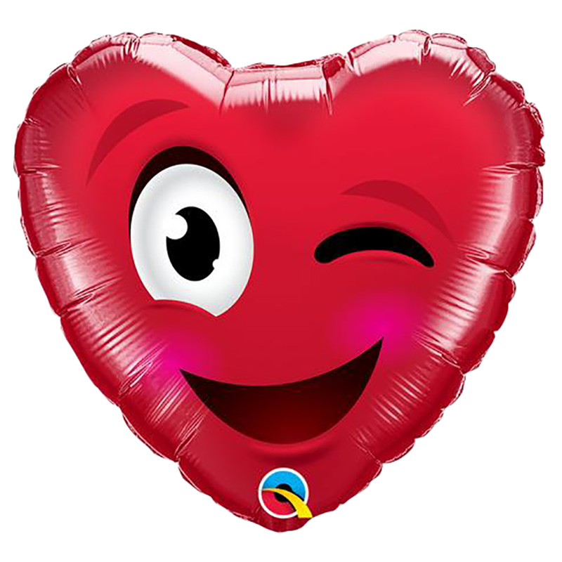 Qualatex - Smiley Wink Heart Shape Foil Balloon 18"
