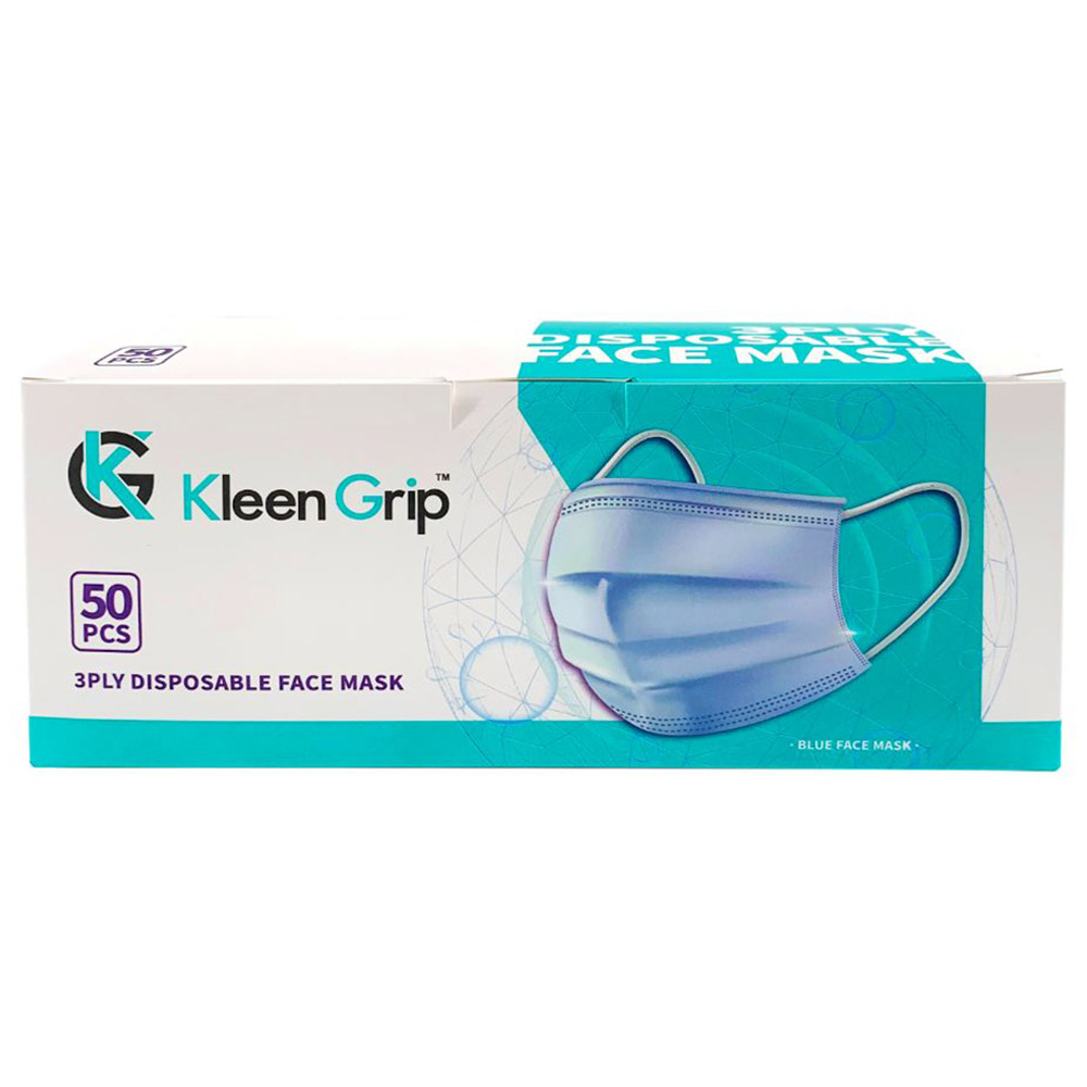 Vertigo - Kleen Grip Disposable Face Mask 3Ply 50pcs - Blue