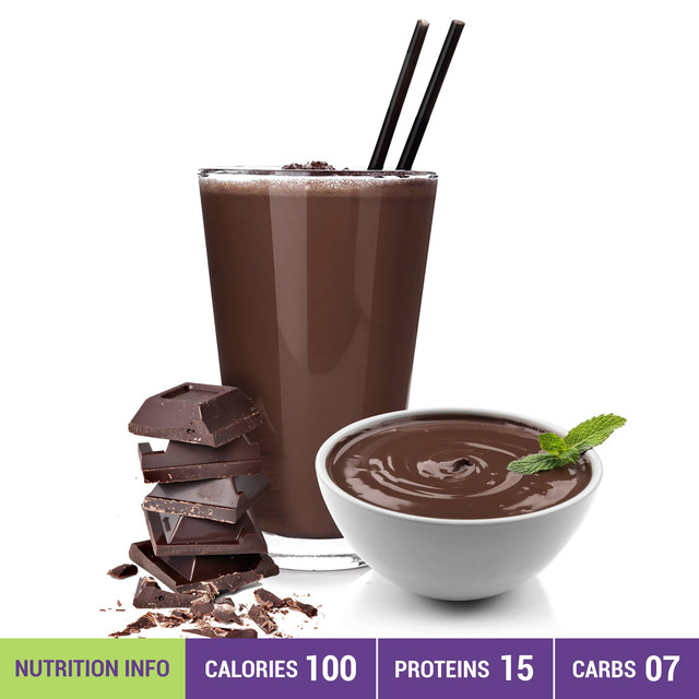 Qvie - Dark Chocolate Pudding & Shake - Pack of 7 Sachets - High-Protein Low-Calorie
