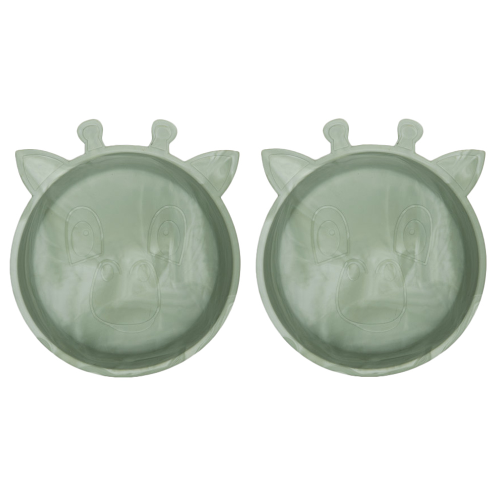 Nuuroo Alex Silicone Deep Giraffe Plate Pack of 2 - Light Green