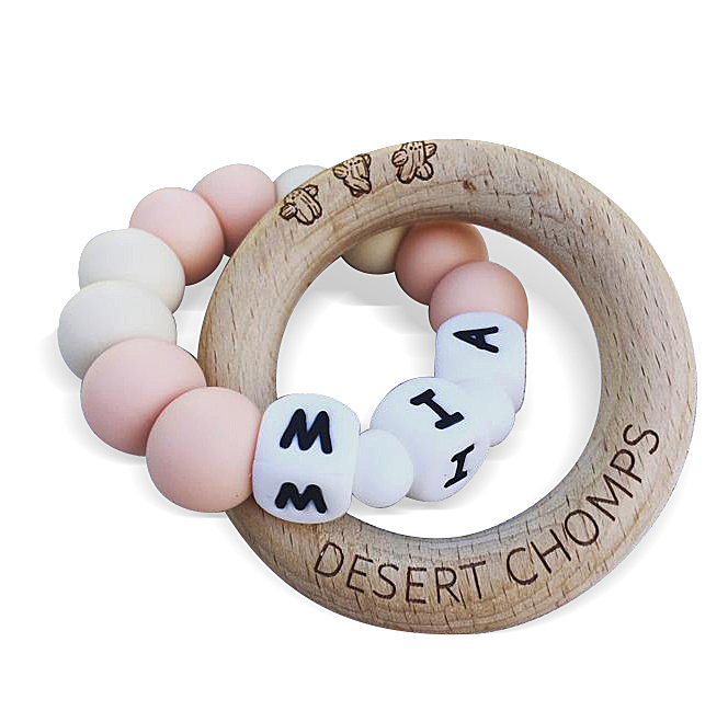 Desert Chomps - Personalized Teether Lasso - Peaches & Cream