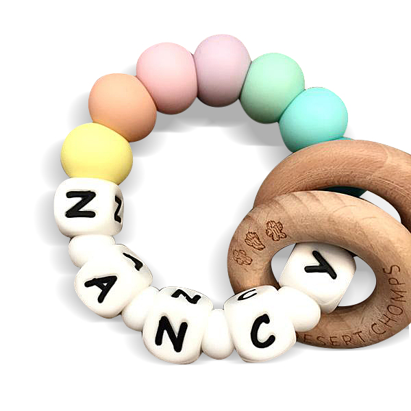 Desert Chomps - Personalized Teether Ringlet - Rainbow