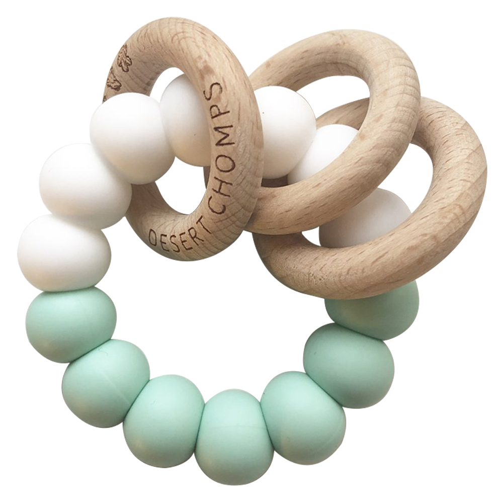 Desert Chomps - Trio Rattle Teether - Mint