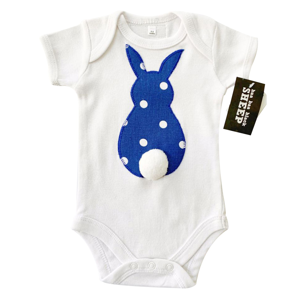 baa baa black SHEEP - Dark Blue Bunny Tail Bodysuit
