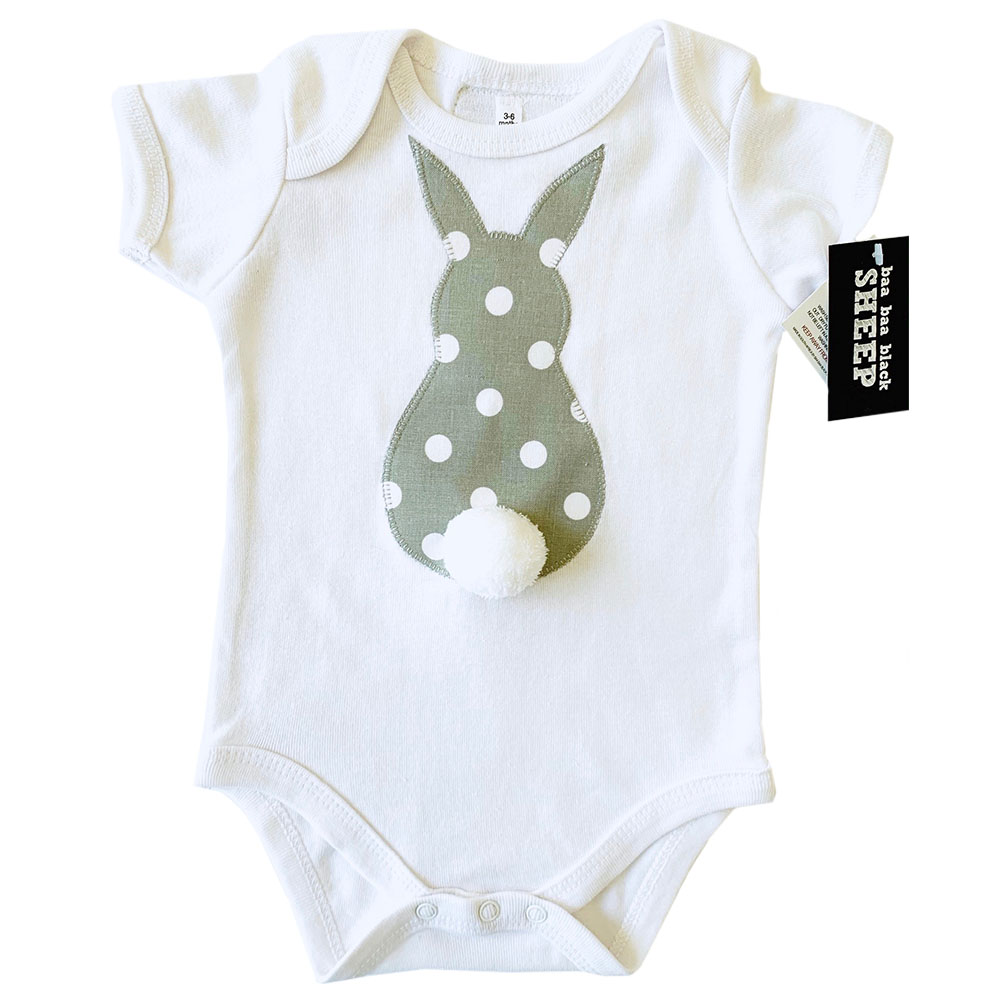 baa baa black SHEEP - Grey Bunny Tail Bodysuit
