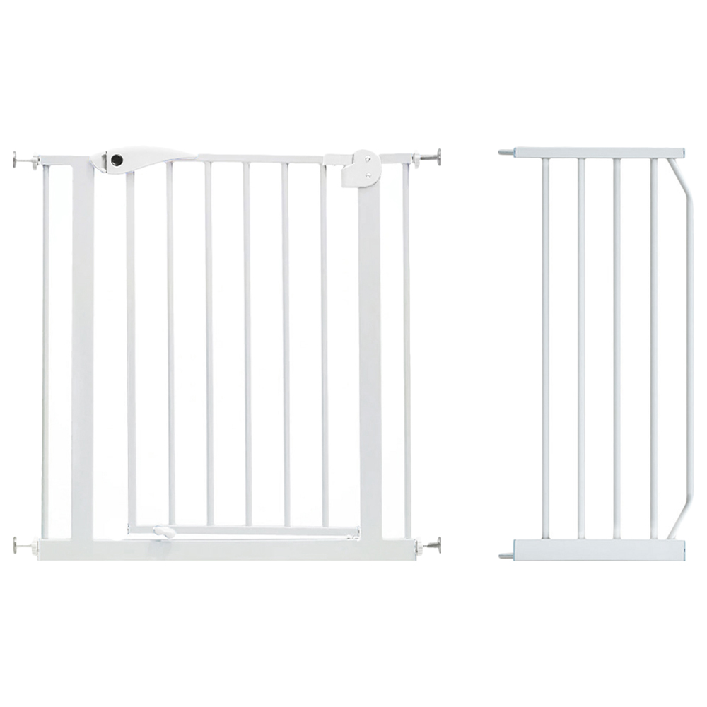Baby Safe - Metal Safety LED Gate With Extension 30 & 45cm - White