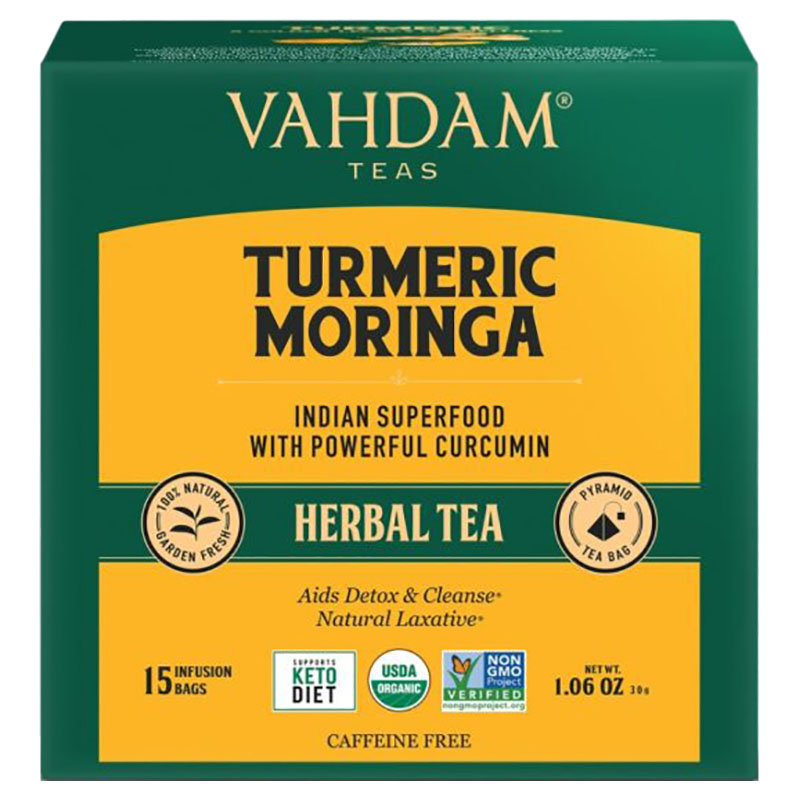 Vahdam - Turmeric Moringa Herbal Tea Tisane - 30g - 15 Tea Bags