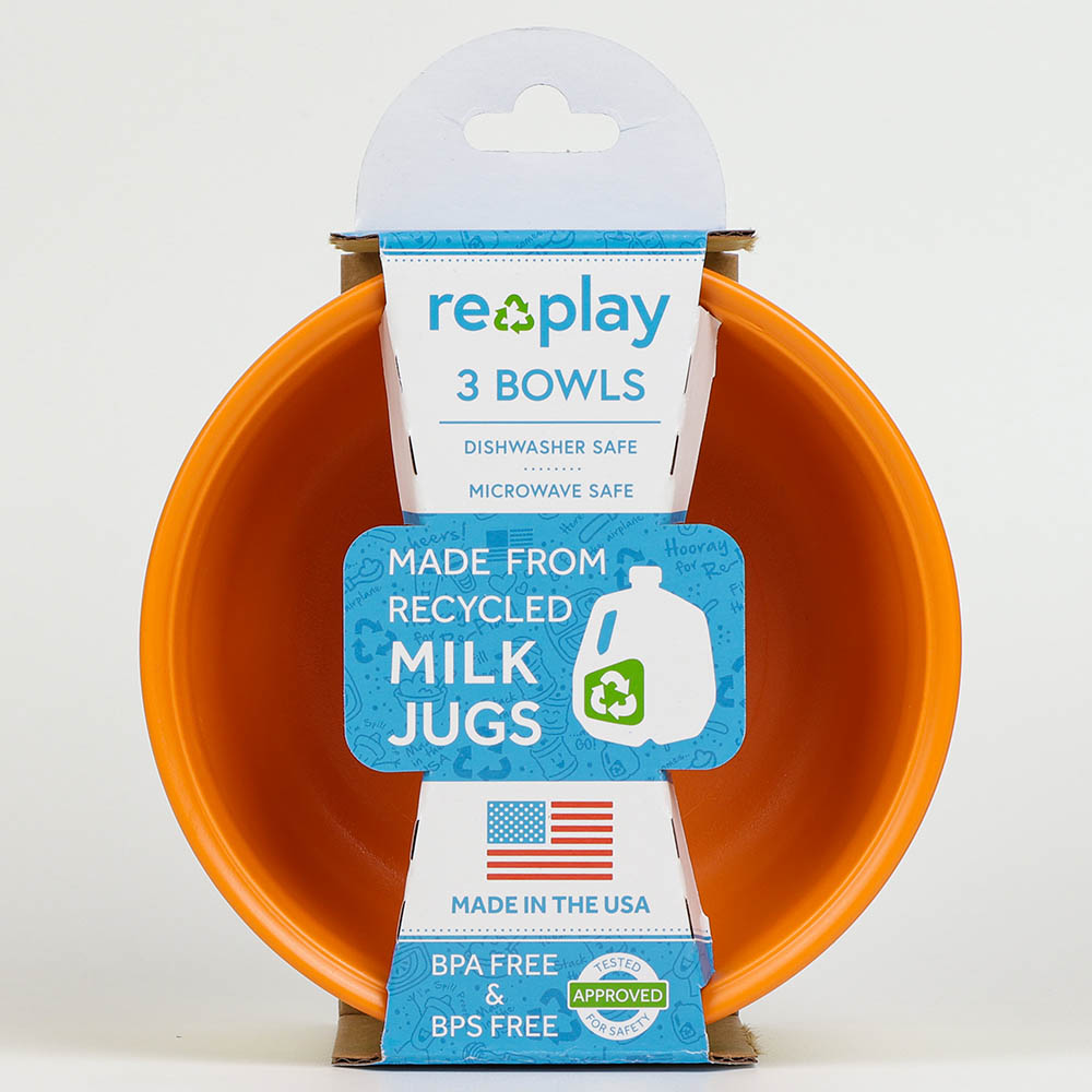 Re-play Orange, Yellow & Green Packaged Bowls - Pack of 3